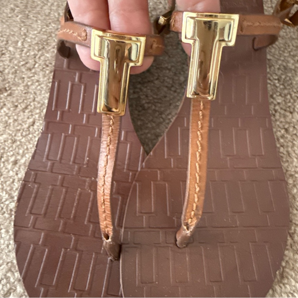 Tory Burch Pauline Demi Wedge T-strap Leather Sandals - Picture 7 of 13